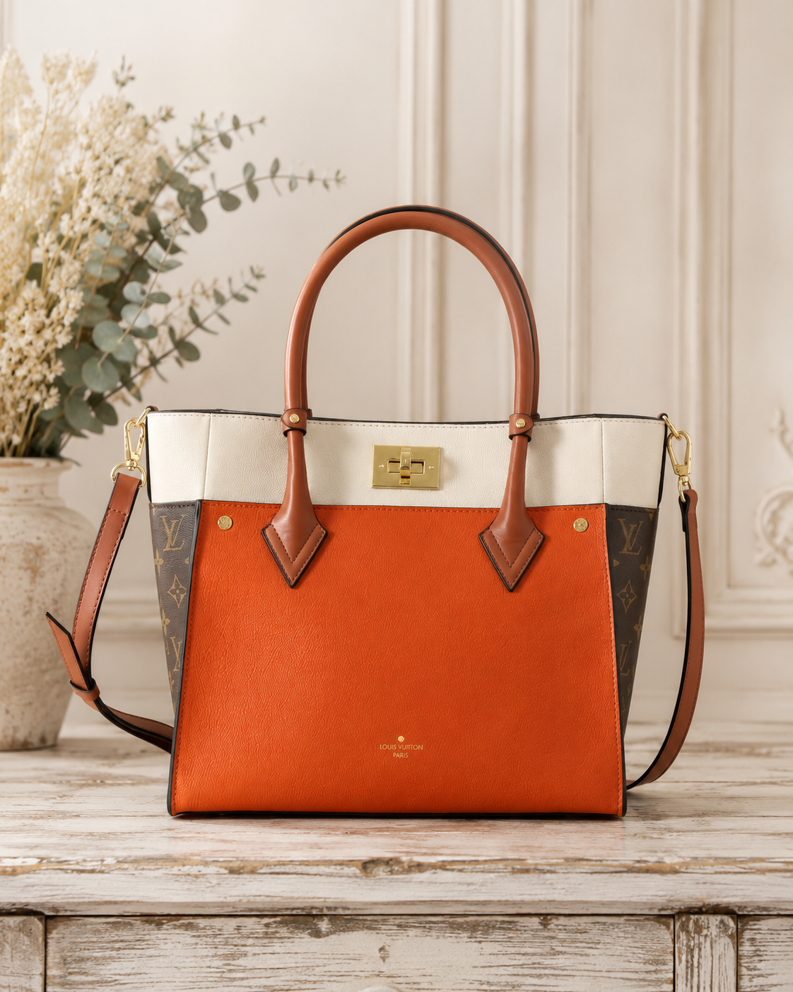 🍂 Upcycled Autumn Luxe Monogram Tote