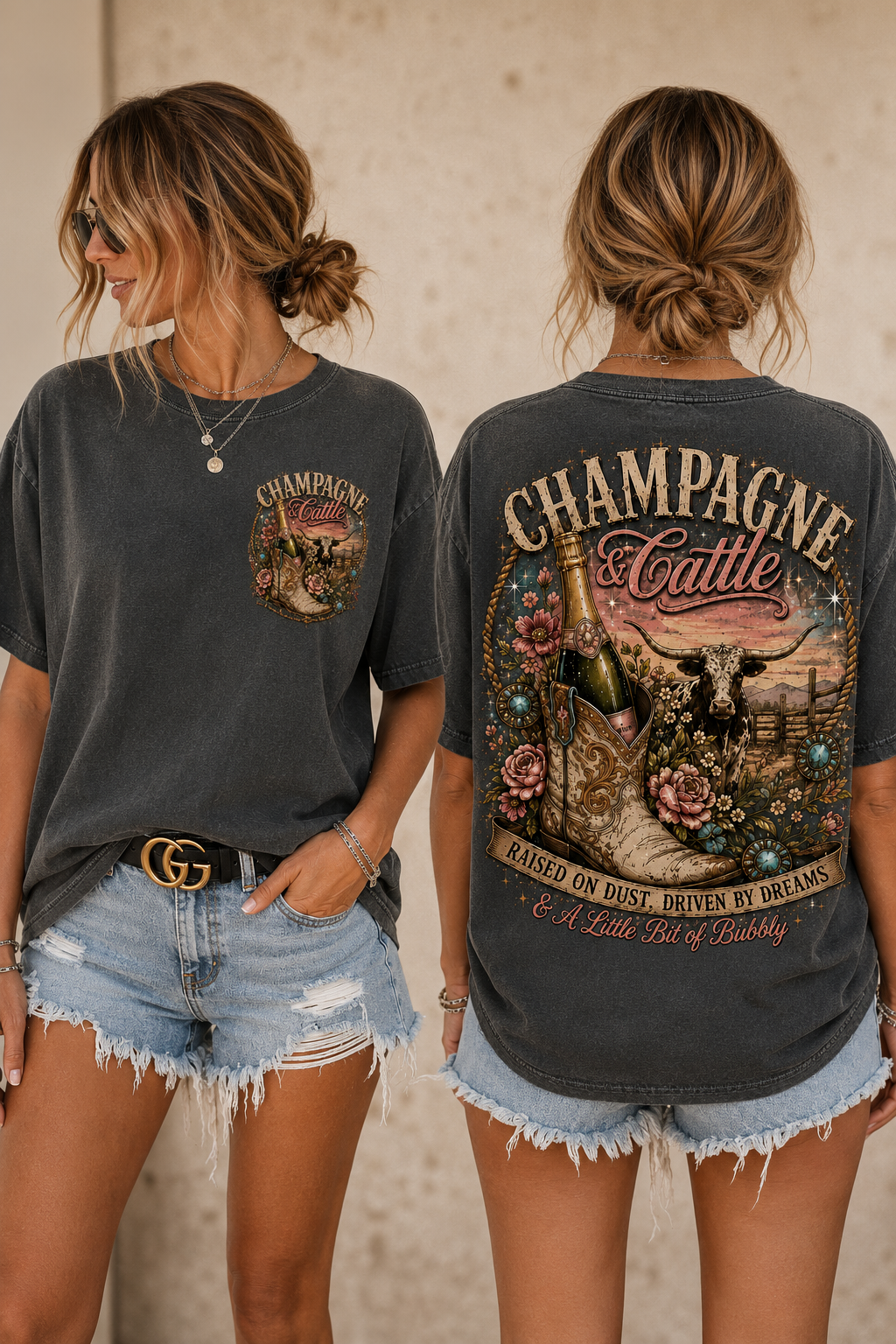 ✨🤎Comfort Colors Champagne & Cattle Western Graphic Tee 🤎✨