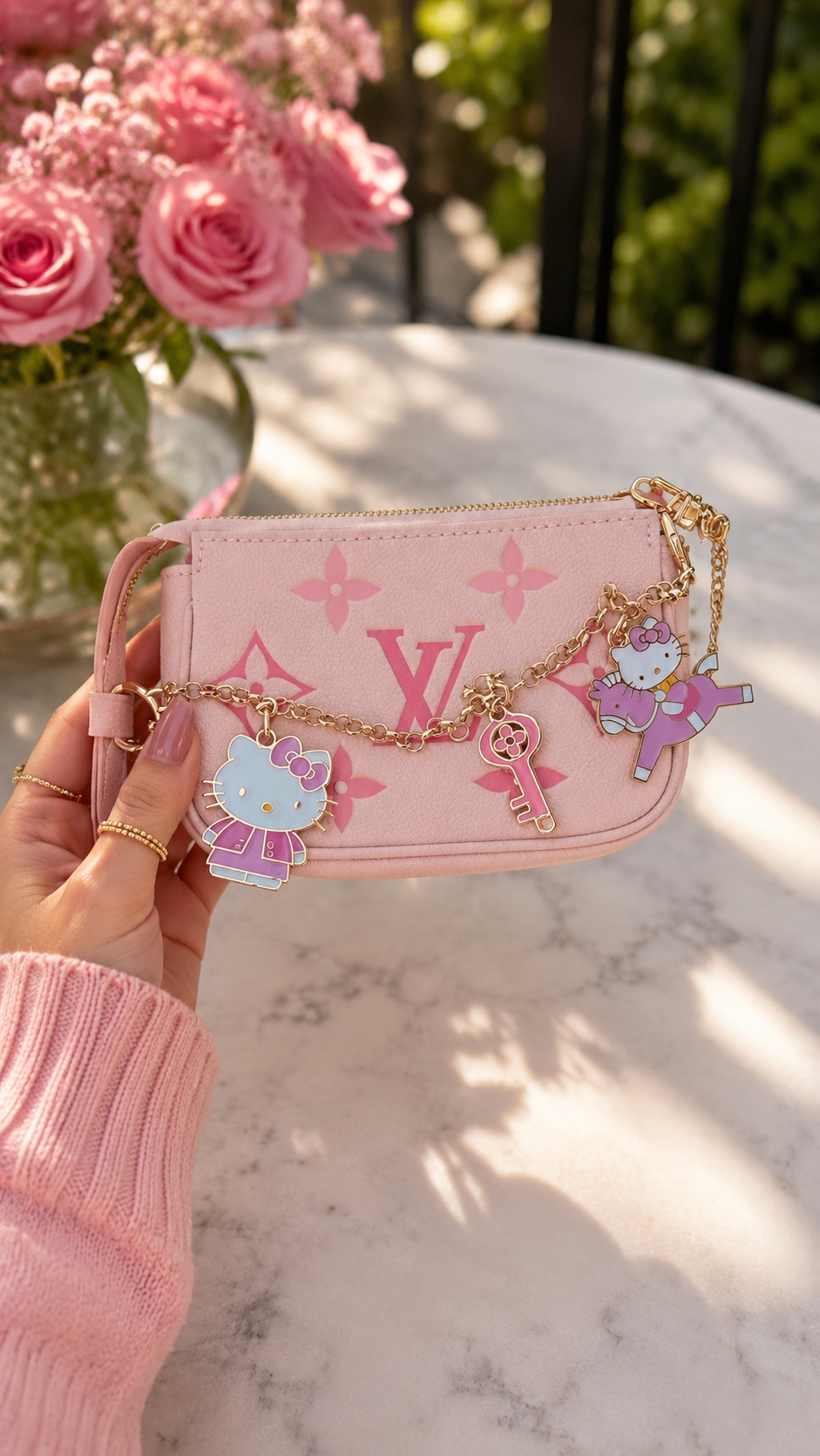 🎀💕 Pink Kitty Charm Upcycled Wristlet 💕🎀