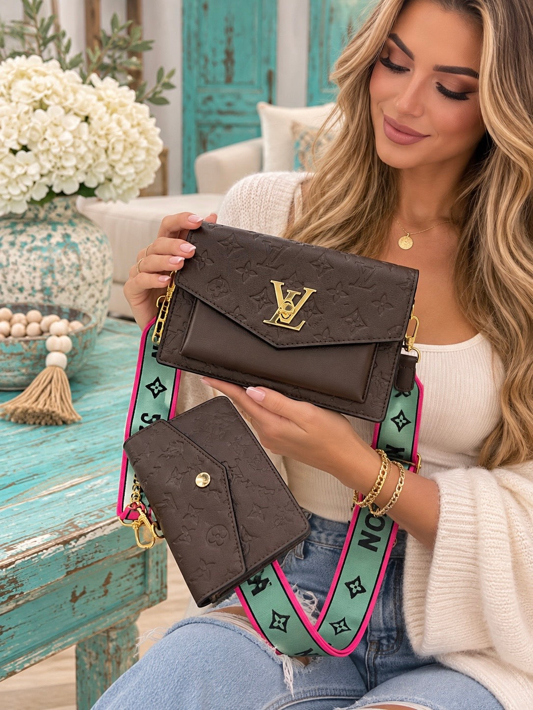 💎 The Presley Upcycled Envelope Crossbody + Mini Pouch Set